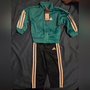 Adidas Teal and Black Tracksuit